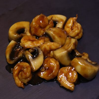 68. Gambas con champiñones